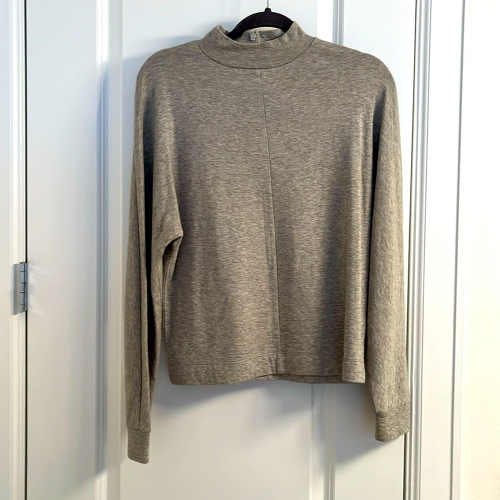 Madewell Gray Cotton Mock neck Long sleeve Top Size M